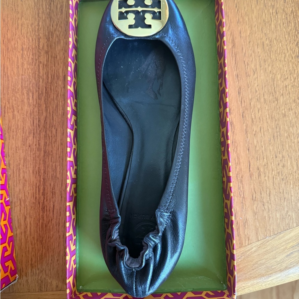 Tory Burch Dark Brown Leather Ballet Flats